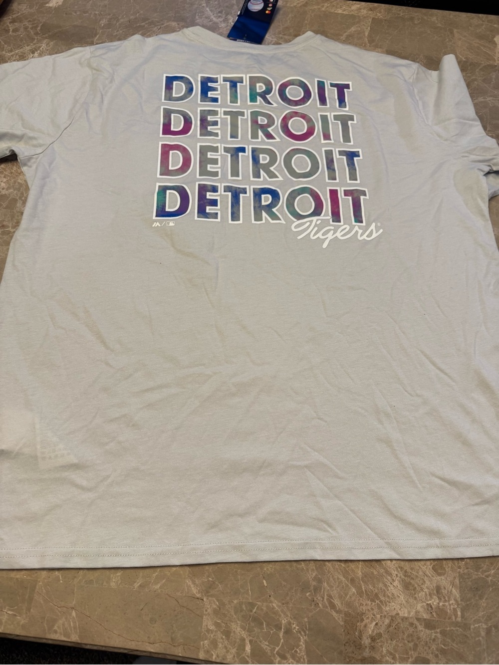 Majestic Detroit Tigers Shirt Womens  Gray Old English D Back Hit MLB 2X